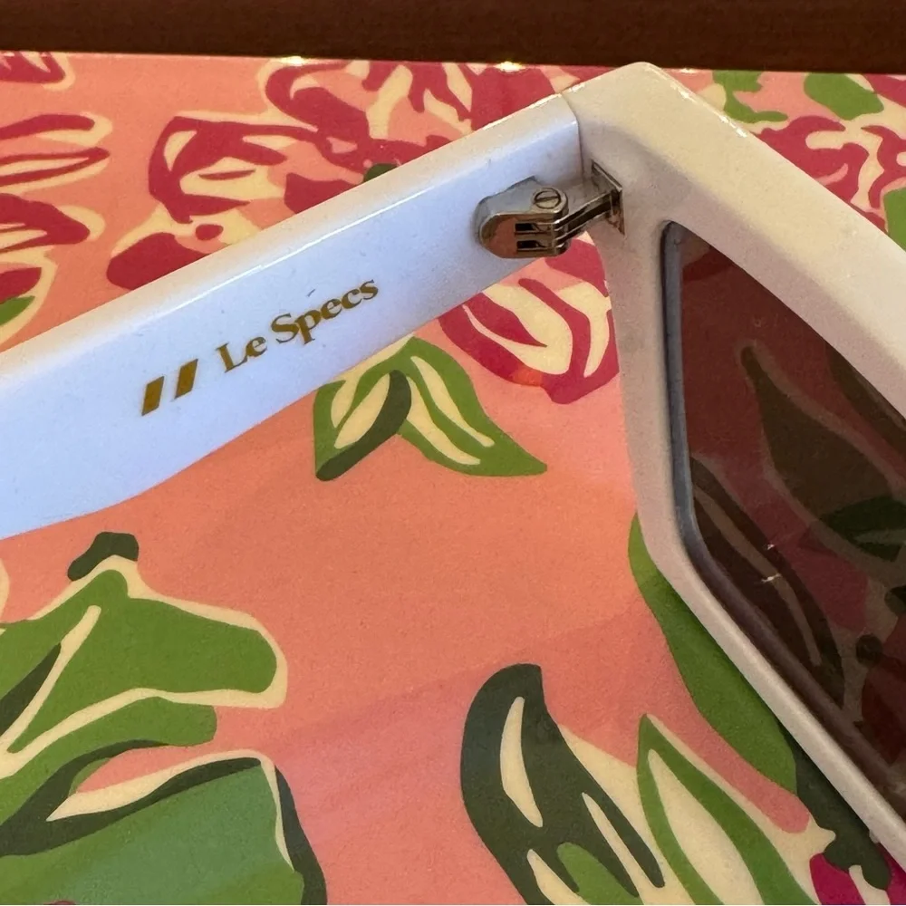 Le Specs Something White Square Cat Eye Sunglasses